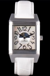 Jaeger le Top Replica 9077 Coultre Reverso Squadro Lady White Leather Strap Pearl Dial 41970