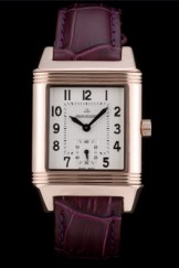 Jaeger le Top Replica 9072 Coultre Reverso Squadro Lady Brown Leather Strap White Dial 41965