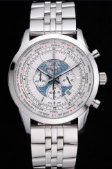 Breitling Transocean Chronograph Unitime White Dial Stainless Steel Case And Bracelet 622226