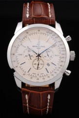 Breitling Top Replica 7922 Brown Crocodile Leather Strap Transocean White Dial Brown Leather Strap Polished Stainless Steel Bezel
