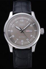 Mido Multifort Grey Dial Black Leather Strap 622179