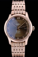 Omega Swiss DeVille Rose Gold Bezel Roman Numbers Brown Dial 7610