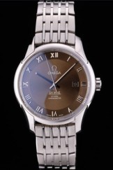 Omega Swiss DeVille Stainless Steel Bezel Roman Numbers Brown Dial 7611