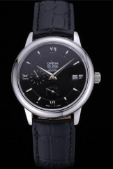Omega DeVille Prestige Black Dial Stainless Steel Case Black Leather Bracelet 622590