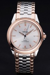 Rose Top Replica 8417 Stainless Steel Strap Plated Omega Deville Men's Luxury Watch