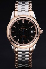 Stainless Top Replica 8402 Stainless Steel Strap and Rose Gold Omega Deville Luxury Watch