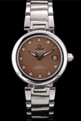 Omega DeVille Top Replica 9116 Ladymatic Stainless Steel Strap Brown Dial