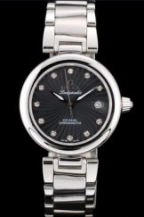 Omega DeVille Top Replica 9117 Ladymatic Stainless Steel Strap Black Dial