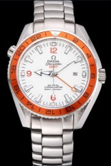 Omega Seamaster GMT White Dial Orange Bezel Stainless Steel Case 622718