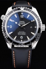 Omega Top Replica 8520 Black Leather Strap Seamaster Planet Ocean Black Luxury Watch