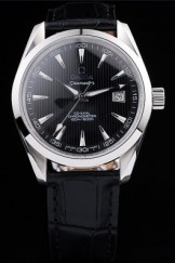 Omega Top Replica 8523 Black Leather Strap Seamaster Railmaster Black Luxury Watch