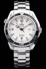 Omega Top Replica 8441 Strap Planet Ocean Co-axial Black Case White Dial Luxury Watch for Men