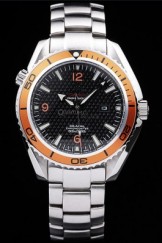 Men's Top Replica 8444 Strap Seamaster Planet Ocean Coaxial Orange and Black Luxury Watch