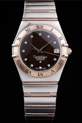 Omega Top Replica 8494 Stainless Steel Strap Constellation Rose Gold Luxury Watch