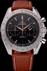 Omega Speedmaster Black Dial Stainless Steel Case Brown Leather Strap 622806