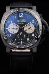 Men's Top Replica 8587 Black Leather Strap Luminor Black Ionized Luxury Watch