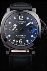 Men's Top Replica 8533 Black Leather Strap Panerai Luminor Black Ionized Stainless Steel Black Leather Watch