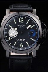 Black Top Replica 8545 Black Leather Strap Panerai Luminor Black Ionized Stainless Steel Luxury Watch