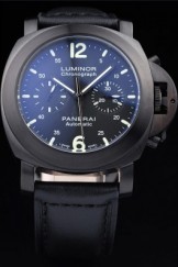 Black Top Replica 8541 Black Leather Strap Panerai Luminor Black Ionized Stainless Steel Luxury watch