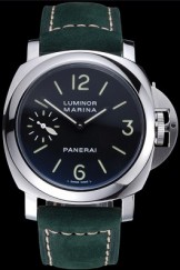 Panerai Luminor Marina Polished Stainless Steel Bezel Green Leather Bracelet 622310
