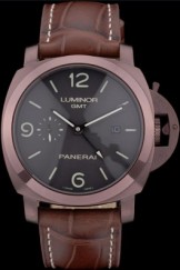Panerai Luminor Luxury Replica Brown Leather Strap Black Dial 3986746