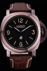 Panerai Luminor Luxury Replica Brown Leather Strap Black Dial 3986750