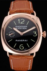 Panerai Top Replica 8613 Brown Leather Strap Rose Gold Brown Leather Men's Luxury Watch