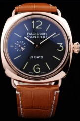 Rose Top Replica 8609 Brown Leather Strap Men's Panerai Radiomir Brown Crocodile Luxury Watch
