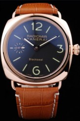 Men's Top Replica 8610 Brown Leather Strap Radiomir Rose Gold Brown Crocodile Luxury Watch