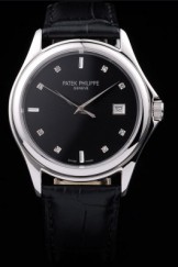 Black Top Replica 8633 Black Leather Strap Philippe Geneve Calatrava Luxury Watch 79