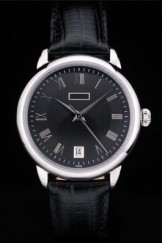Piaget Swiss Traditional Black Checkered Dial Black Leather Strap 7634