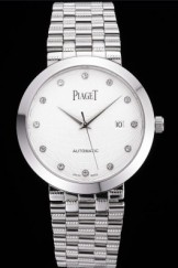 Swiss Piaget Traditional White Dial Silver Case Silver Stainless Steel Strap