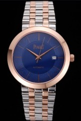 Swiss Piaget Traditional Blue Dial Gold Case Two Tones Stainless Steel Strap