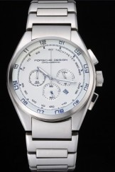 Porsche Dashboard Polished Stainless Steel Strap White Dial 80305