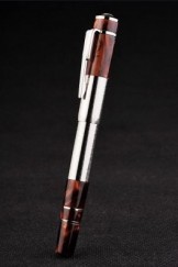 MontBlanc Top Replica 8284 Red Strap Patterned Red Rimmed Silver Cutwork Ballpoint Pen With MB Inscribed Cap