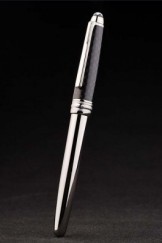 MontBlanc Top Replica 8309 Strap Silver Ballpoint Pen With MB Inscribed Black Cap