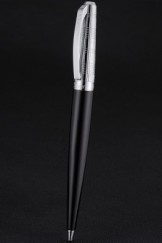 Christian Dior Silver Rimmed Silver Embossed Pattern Upper Body Black Ballpoint Pen 622740