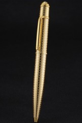 Cartier Fully Grooved Pattern Gold Ballpoint Pen 622777