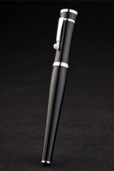 MontBlanc Top Replica 8327 Black Strap Silver Trimmed Black Ballpoint Pen With MB Inscribed Cap