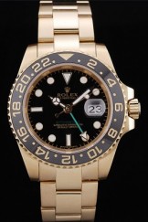 Rolex Top Replica 8857 Gold Stainless Steel Strap GMT Master II Black Ceramic Tachymeter Black Dial