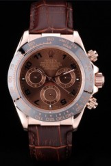 Rolex Daytona Top Replica 9166 Rose Gold Case Brown Dial Brown Leather Strap