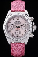 Rolex Daytona Cosmograph Pink Leather Bracelet Yellow Dial 7481