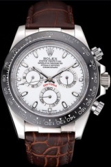 Rolex Cosmograph Daytona Stainless Steel Case White Dial Brown Leather Bracelet 622631