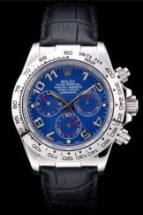 Rolex Daytona Top Replica 9165 Stainless Steel Case Blue Dial Black Leather Strap