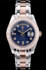 Rolex DayDate Top Replica 9195 Diamond Plated Rose Gold Bezel Blue Dial 41992