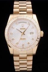 Rolex Top Replica 8817 Gold Stainless Steel Strap White Luxury Watch 269