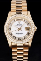 Gold Top Replica 8806 Gold Stainless Steel Strap Day-Date Luxury Watch