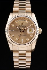 Rolex Top Replica 7456 Gold Strap Day-Date Swiss Mechanism Luxury Watch