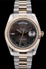 Rolex DayDate Top Replica 9184 Grey Dial Dual Colored Stainless Steel Strap 41981