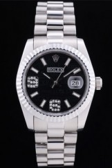 Rolex Datejust Diamonds Black Dial Ribbed Bezel 7469